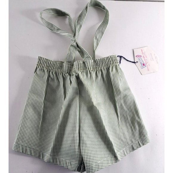 VTG Little Boy Toddler Shorts Overalls NWT NEW Danny Dare Checked Large 50s - Picture 5 of 6